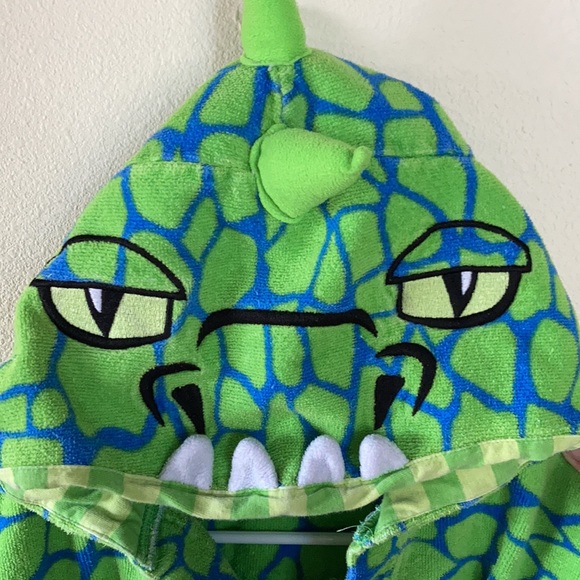 SAINT EVE Dinosaur Swim Coverup Bathrobe With Hood Size Small 7/8 - Picture 4 of 12